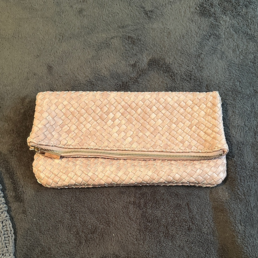 Deux Lux Light Pink Woven Clutch